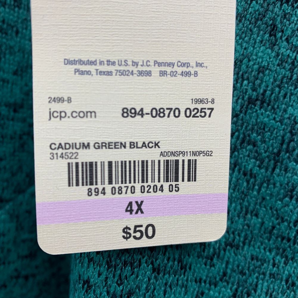 St John's Bay Quarter‎ Zip Pullover Sweater Cadium Green Black [Size4X] NWT - Picture 3 of 10